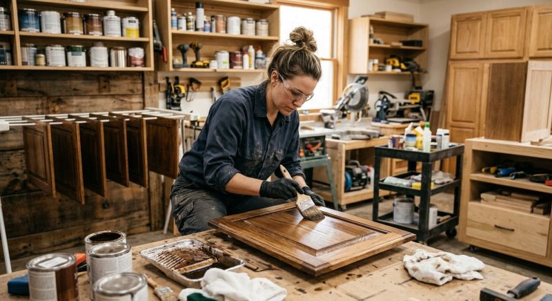 Built In Cabinetry Staining in Bloomington, IN