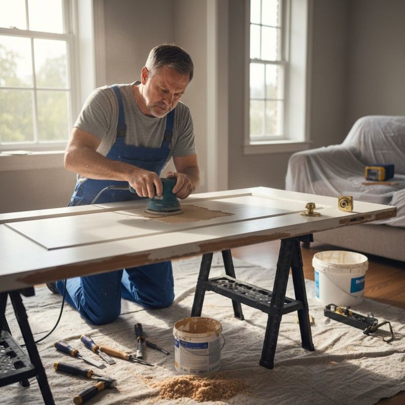 Local Wood Door Refinishing pros at work